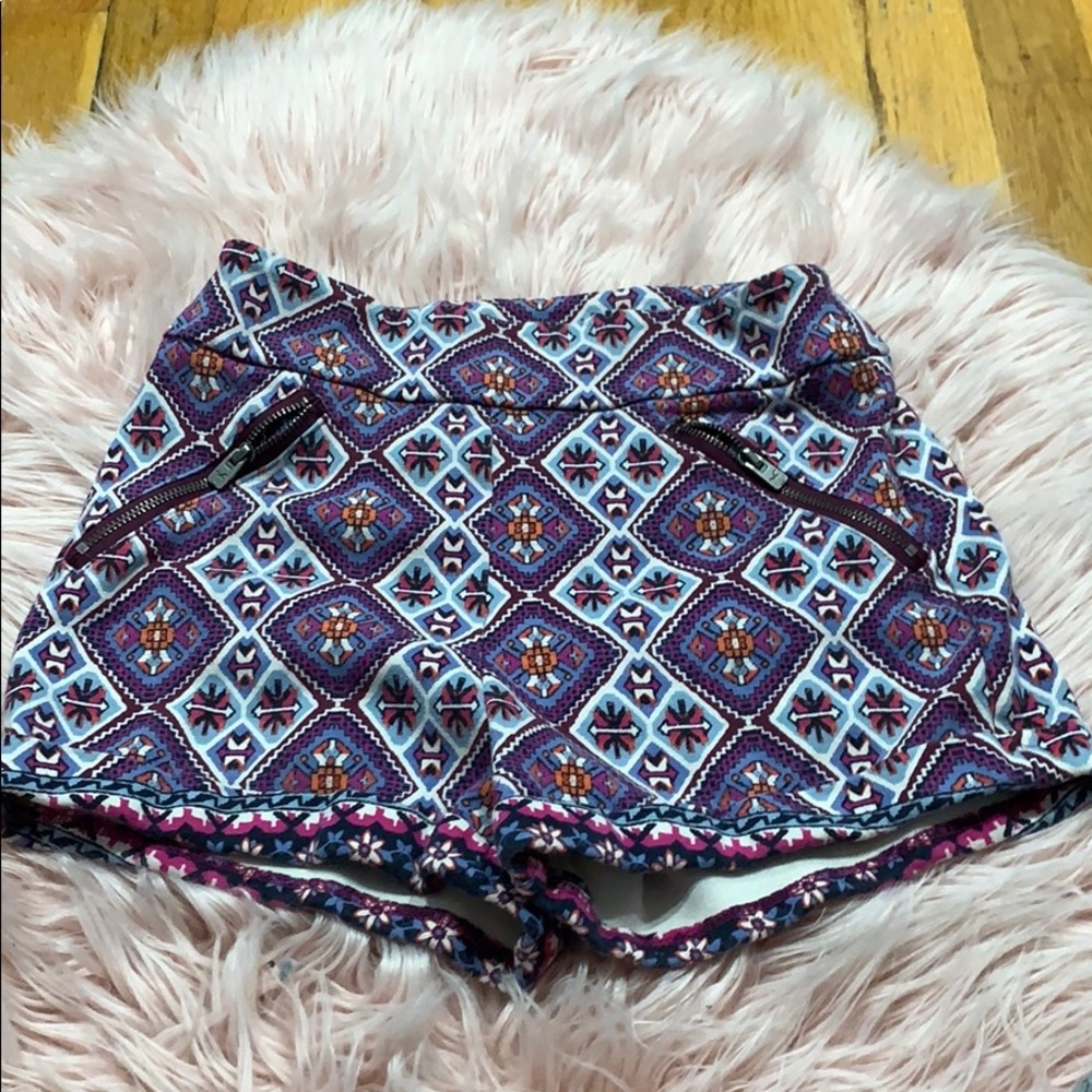 Purple and blue pattern shorts
